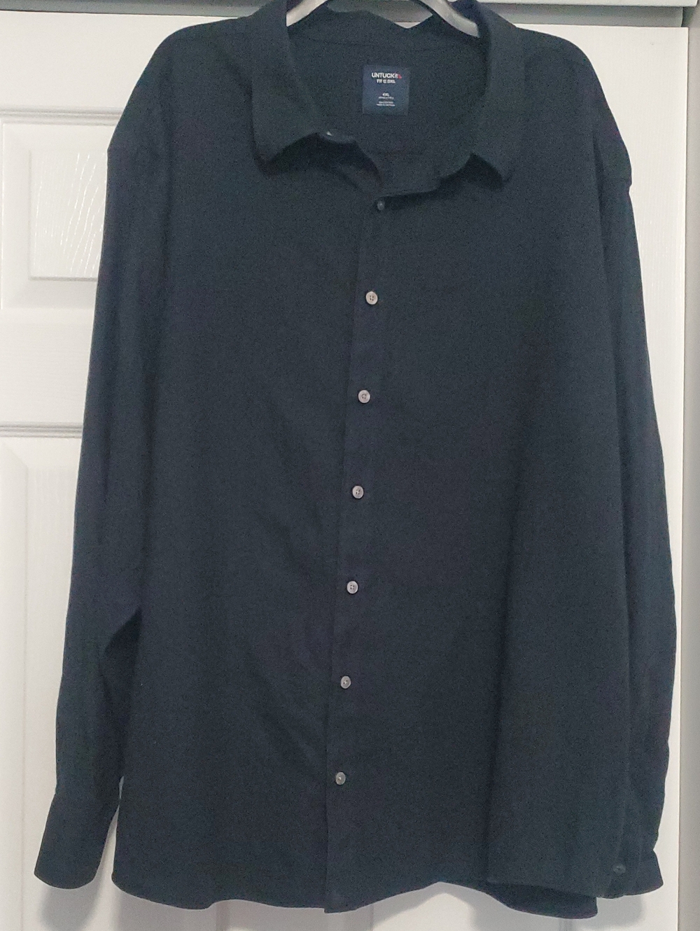 Untuckit Fit By DXL Men's Long-Sleeve Black Button-Up Shirt 4XL